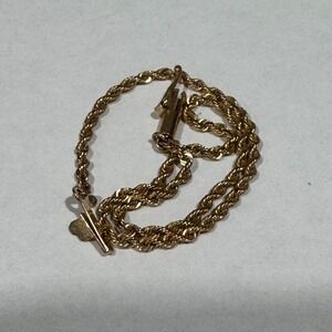 Rope Chain Bracelet Women 7" Yellow Gold 14k Solid 1.75g Fine Jewelry